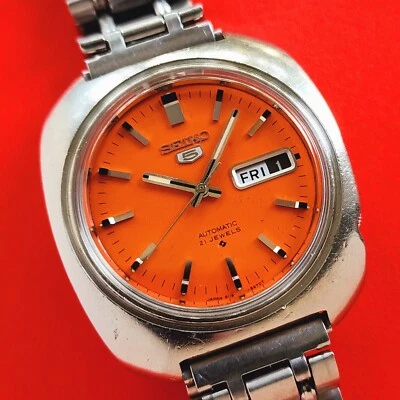 Pulsera Seiko Automática Rara Esfera Naranja De Colección 6119-8430 Para Hombre Para Reparación Foto 1 de 4