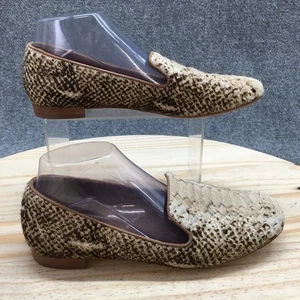 Bernardo Shoes Womens 8.5M Emma Snake Embossed Genuine Loafer Brown Casual Flats - Picture 1 of 17