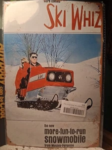 Letrero de pared de metal estañado Ski Whiz Massey Ferguson moto de nieve 12x8 decoración de cueva para hombre - Imagen 1 de 1