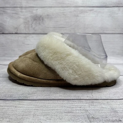 Old Friend Womens Genuine Sheepskin Suede Shearling Lined Clog Slippers sz L - Image 1 of 4