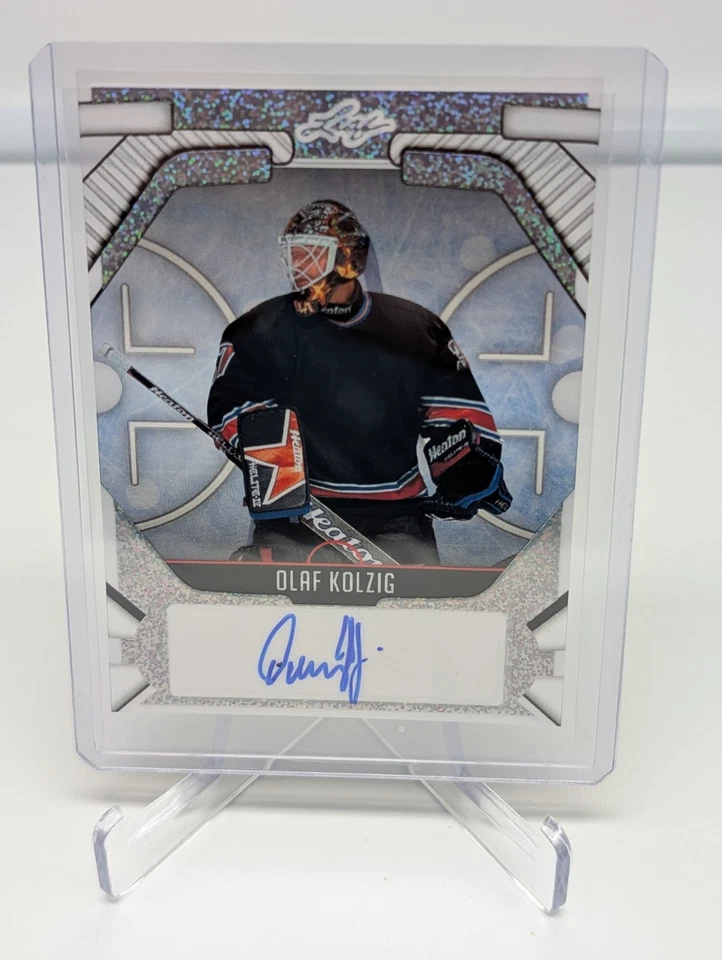 Olaf Kolzig 2025 Hoja Metal Hockey Leyendas Plata Brillo Acetato #'d 3/5 AUTO Foto 1 de 2