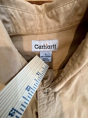 Camisa de trabalho vintage Carhartt masculina tamanho G resistente algodão lona - Imagem 1 de 4