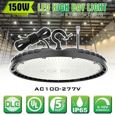 150W UFO LED High Bay Light (Eqv.600W MH/HPS) 21000lm   Commercial Garage lights - Image 1 of 4