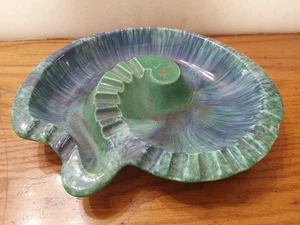 Royal Haeger #1735 Ashtray Seashell Style Ceramic Ashtray MCM Large Blue Green - Picture 1 of 7