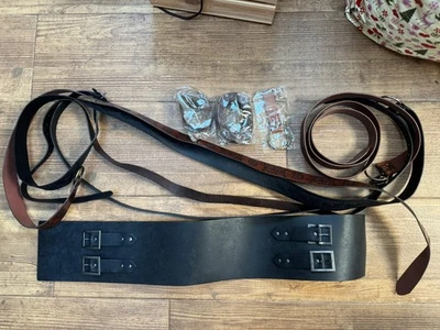 Viking Renaissance Wide Leather Belt Medieval Celtic Cosplay Bundle XL  - Image 1 of 4