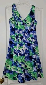 Lauren Ralph Lauren Womens Size 6 Fit & Flare Dress Blue/Green Sleeveless NB2017 - Picture 1 of 13