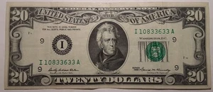 1969 20 Dollar Bill Minneapolis Minnesota I 10833633 A Circulated Authentic - Picture 1 of 24