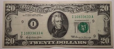 1969 20 Dollar Bill Minneapolis Minnesota I 10833633 A Circulated Authentic - Image 1 of 4