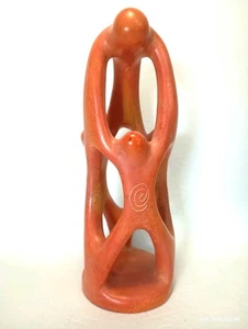 Abstract Family Tree Hand Carved Kenya Kisii Soapstone Statue Figurine 6.5 inch - Picture 1 of 12