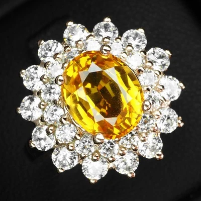 Alluring Vivid Yellow Sapphire 2.11Ct 925 Sterling Silver Rose Gold Rings - Image 1 of 4
