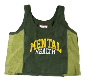 CHNGE Women's Mental Health Statement Cropped Rib Tank, Green - Picture 1 of 3