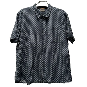 LL Bean Signature Slim Fit Mens Short Sleeve Shirt Blue Geometric Size 2X FLAW - Picture 1 of 12