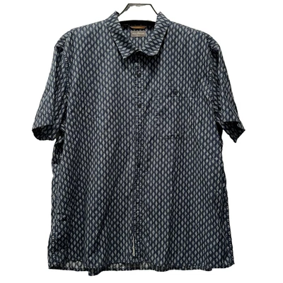LL Bean Signature Slim Fit Mens Short Sleeve Shirt Blue Geometric Size 2X FLAW - Image 1 of 4