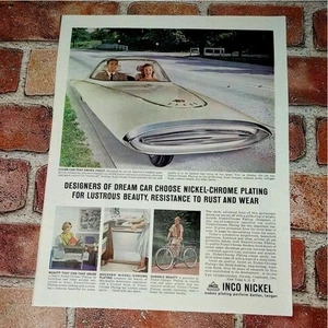 Inco Nickel Chrome Plating - Retro Futuristic MCM Dream Car - Vtg 1961 PRINT AD - Picture 1 of 10