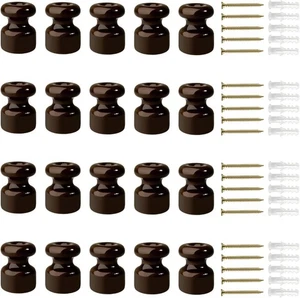 20Pcs BROWN Ceramic Insulators for Vintage Electrical Cables Braided Cable - Picture 1 of 9