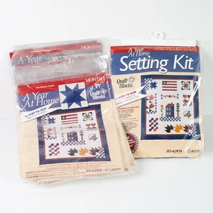 JoAnn Quilt Kit Ein Jahr zu Hause 12 Monate Setting Kit Vintage vorgeschnittener Stoff - Bild 1 von 14