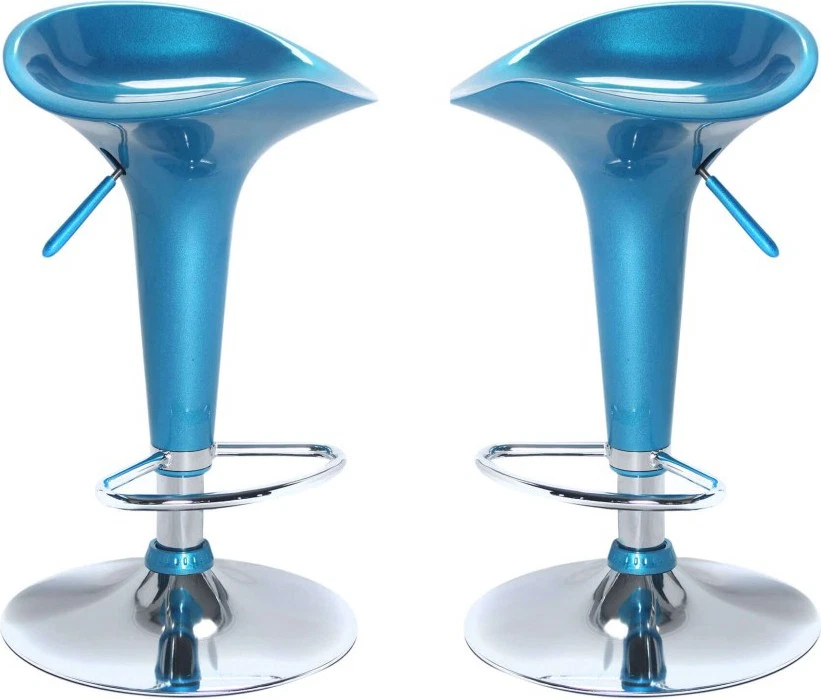 DecHome Sgabello in ABS e Acciaio cm 38 5x38 5x65/86 5 h Blu HF807115-BLU