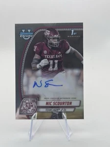 2024 Bowman Chrome University 1st Autographs #PANSC Nic Scourton Auto Texas A&M - Picture 1 of 2