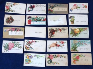#3 Lot Vtg Antique Victorian Flowers Hands Visiting Calling Cards Paper Ephemera - Picture 1 of 4