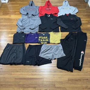 Mens Athletic Lot Adult Sz L Nike Under Armour 15PCS Hoodies Tops Shorts Pants - Picture 1 of 20