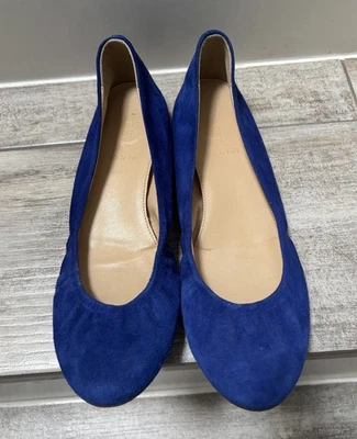 J.Crew Women's Skimmers Flats – Size 7.5 M – Navy Blue Suede – Made in Italy - Изображение 1 из 4