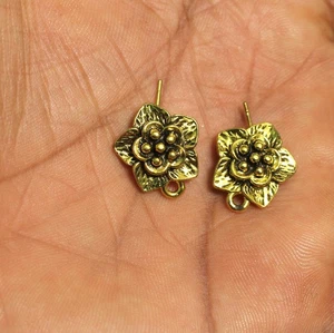 2 Pairs German Silver Earring Components Golden 17x15 mm - Picture 1 of 8