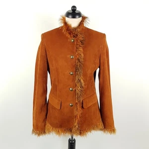 Habsburg Leder Janker Dorothea Damen Gr. 38 Orange Feder Besatz Tracht Jacke - Bild 1 von 13