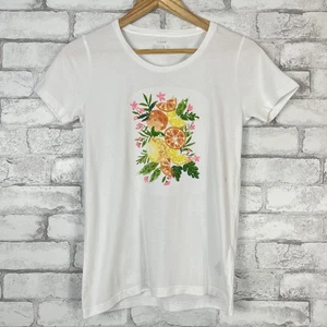 J.CREW FACTORY NWD Sequin White Lemon Graphic Collector's Tee XS BY956 - Picture 1 of 7