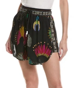 Farm Rio wunderschöner Kopfschmuck Uni Shorts schwarz Large Boho Anthropologie - Bild 1 von 7