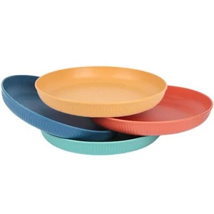MaoMaoCha Dinner Plates Set of 4 8 Inch Plastic Plates Reusable Wheat Straw P... - Picture 1 of 7