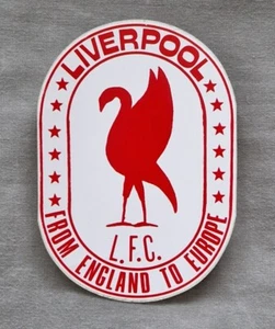 RARE OLD LIVERPOOL FOOTBALL CLUB FC OVAL STICKER FROM ENGLAND TO EUROPE LFC REDS - Picture 1 of 2