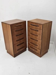 Restored Gplan Vintage Pair Of Tallboys Restored Chests of 6 Drawers Retro Teak - Picture 1 of 15