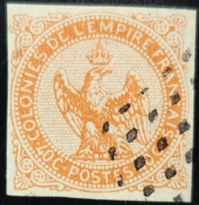 FRANCE COLONIES GÉNÉRALES AIGLE IMPÉRIAL N°5b ORANGE VIF oblitéré LOSANGE MUET - Imagen 1 de 2