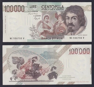 Banconota Italia 100000 lire Caravaggio 1° Tipo 1992 P.-110b FDS-/UNC- - Imagen 1 de 2
