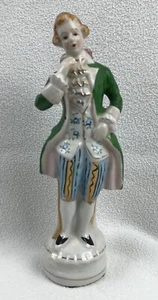 Vintage Japan Viktorianischer Mann Figur mit grünem Mantel - Bild 1 von 8