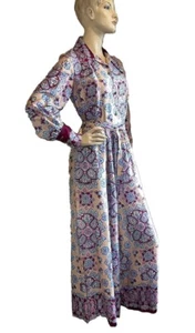 Vintage 1970s Jumpsuit Romper Psychedelic Elephant Bell Palazzo Wide Leg S/M - Picture 1 of 11