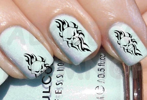 60x Water decals TESCHIO FIAMME TRIBALE UNGHIE NAIL ADESIVI FLAMES SKULLS TATTOO - Picture 1 of 1