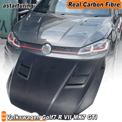 Capô capô motor carbono real para Volkswagen Golf7 R VII MK7 GTI 2014-17  - Imagem 1 de 4