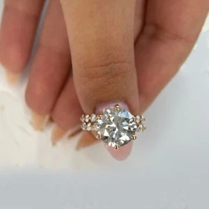 Gelbgold Ring Set IGI-zertifizierter Diamant rund 5 Karat Laborgrown massiv 14K - Bild 1 von 11