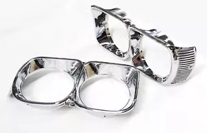 MAZDA RX3 808 12A ROTARY HEADLIGHT HEAD LIGHT SURROUNDS PAIR CHROME AVAIL NOW! - Foto 1 di 2