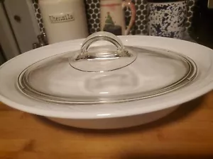 CORNING WARE CASUAL ELEGANCE 12" OVAL WHITE FLORA SERVING BOWL L-31 W/LID USA - Picture 1 of 10