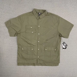 Volcom Shirt Mens Medium Green Military Button Up Cotton Blend Skater Casual - Picture 1 of 12