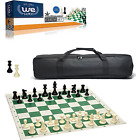 Turnierschach-Komplettset - Kunststoff-Schachfiguren mit grünem Roll-U