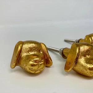 GOLD DOG'S HEAD Door Knob - Home Bedroom Decor Cupboard Drawer Pull - Picture 1 of 9
