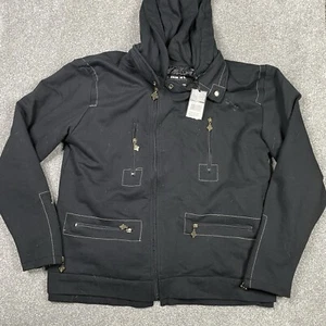 Franky Max Jacket Mens XL Black Cotton Full Zip Lined Pockets Grunge Metal NWD - Picture 1 of 10