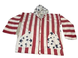 Vtg. Michigan Rag Co Jacket Hooded USA Flag Stars Stripes Sz L/XLRare Pop Art - Picture 1 of 7