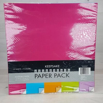 Keepsake 12x12" Cardstock Reversible Paper Pack 10 Sheets 5 Colors #S-114 Sealed - Image 1 of 4