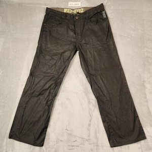 VTG INDUSTRIE MENS JEANS 33 WAX FEEL BLACK STRAIGHT LEG BUTTON FLY - Picture 1 of 14