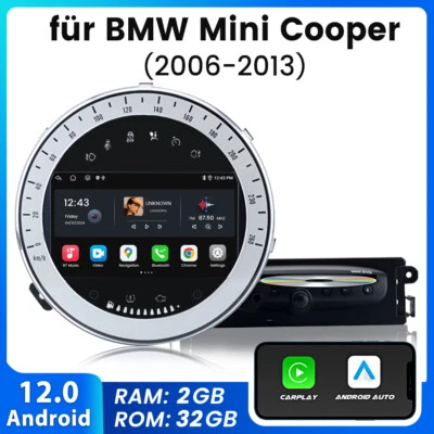 Für BMW MINI Cooper 2006-2013 DAB+ Android 12 Autoradio GPS Navi WIFI 2+32GB USB - Bild 1 von 4