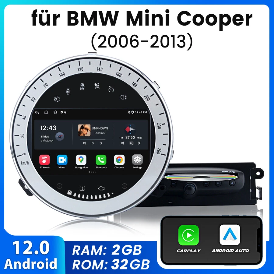 Für BMW MINI Cooper 2006-2013 DAB+ Android 12 Autoradio GPS Navi WIFI 2+32GB USB - Bild 1 von 4